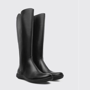 Camper Spiral Comet Tall Black Leather Boots Size… - image 1